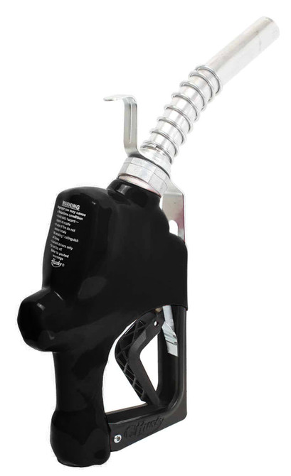 Husky 045707-04 1GS Automatic Nozzle, 1" Inlet NPT, New Farm/Commercial Fueling, Light Duty Diesel Without Hold Open Clip With Polymer Hand Guard, Full Grip Guard And Hanging Hook, Black