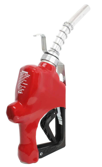 Husky 045708-02 1GS Automatic Nozzle, 1" Inlet NPT, New Farm/Commercial Fueling, Unleaded Without Hold Open Clip With Polymer Hand Guard, Full Grip Guard And Hanging Hook, Red