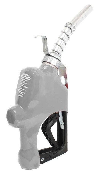 Husky 045708-09 1GS Automatic Nozzle, 1" Inlet NPT, New Farm/Commercial Fueling, Unleaded Without Hold Open Clip With Polymer Hand Guard, Full Grip Guard And Hanging Hook, Silver