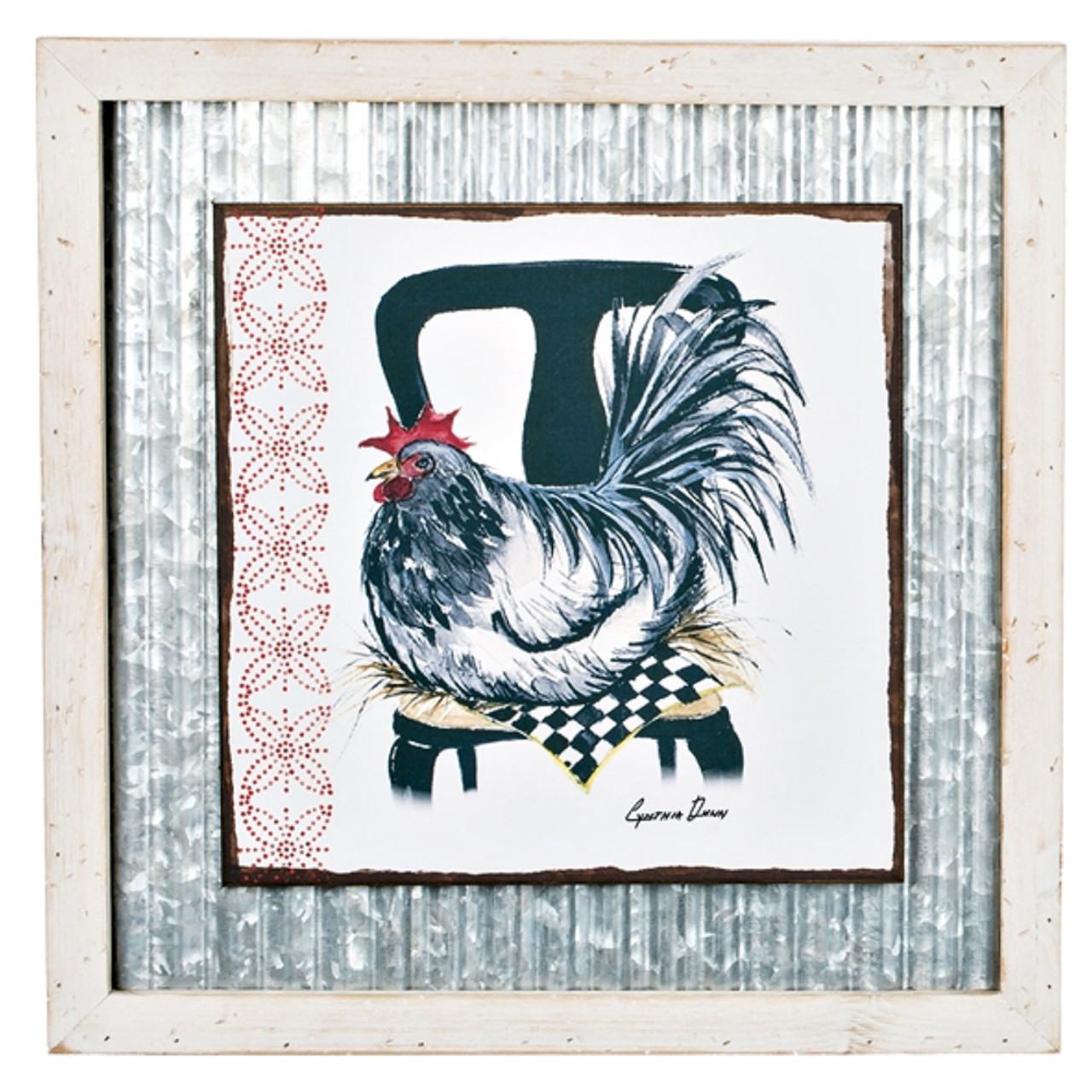 Le Poulet French Rooster Wall Art Tin On Stretched Canvas