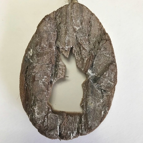Rustic Wood Egg Cutout Decoration with bark - choose from bunny or butterfly cutout