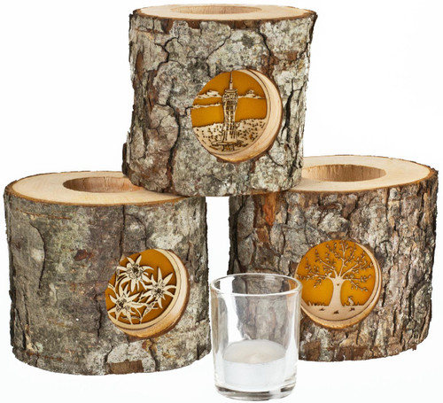 Handmade Natural Wood with Bark Wood Lantern with back-light Handmade Natural Wood with Bark Wood Lantern with back-light