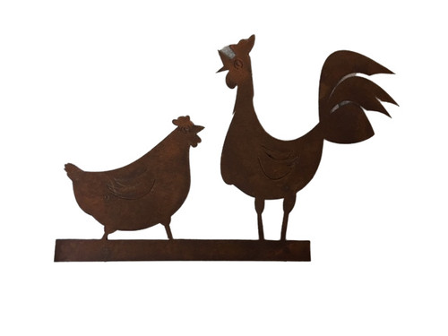 Fence panel Hen and Rooster, handcrafted metal Fence panel Hen and Rooster, handcrafted metal