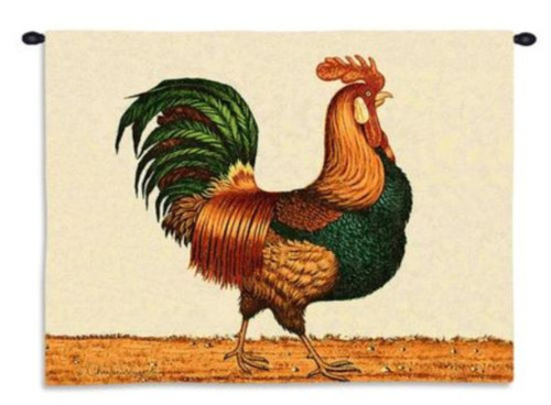 Americana Colorful Rooster by Charles Wysocki, woven 100% in the USA Artwork