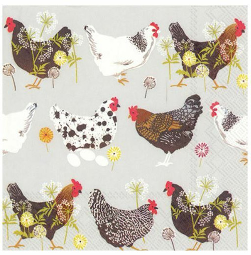 Brahma, California Speckled, Barred Rock and other Hens Mix Paper Napkins Brahma, California Speckled, Barred Rock and other Hens Mix Paper Napkins
