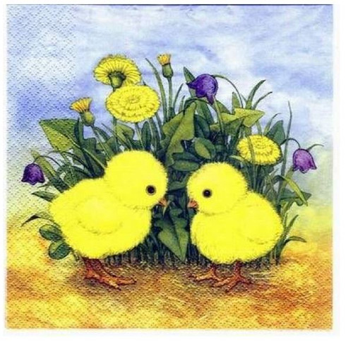 Chicks and Dandelion Paper Napkins, Lunch size 20 pack