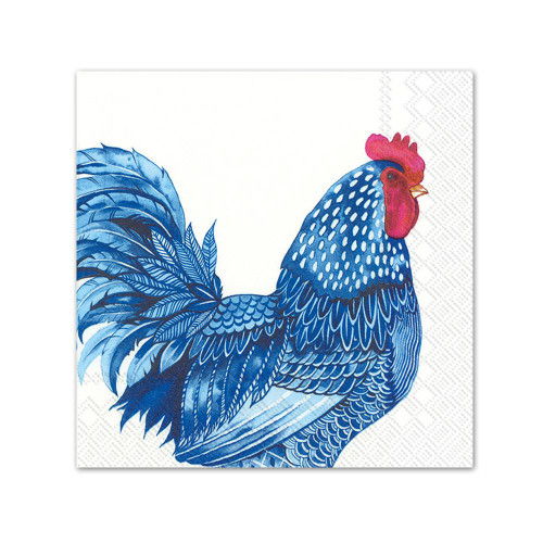 Indigo Blue Rooster - Blue Plumage Napkins by IHR 20 pack