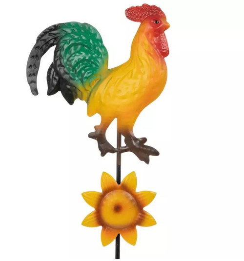 Bright and sunny Rooster with Sunflower Garden Pick 18"