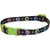 Dog Collar black with colorful Paw and Dog Bones Pattern