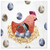 Chicken on Eggs in Nest Drawn Illustration Hen Mom Paper Napkins