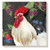 Beautiful White Rooster Single Tile Coaster, made in USA