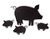 Mama Pig & three little Piglets Metal Decor Statues