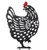 Chicken Yard Stake Black Metal with Red Comb- Left