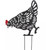 Chicken Yard Stake Black Metal with Red Comb- pecking