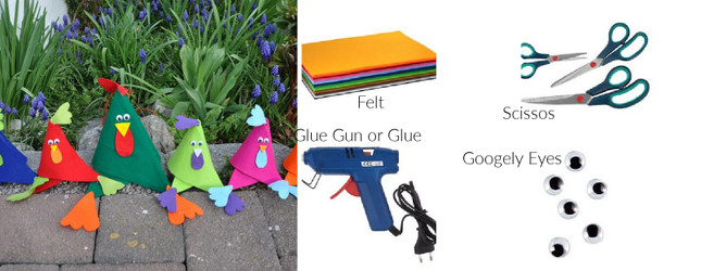 Making quick, easy and colorful Chicken Shelf Sitters with Felt