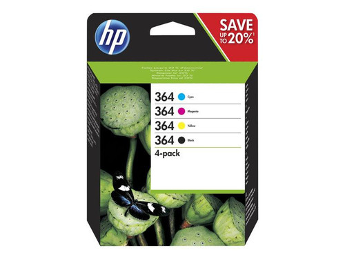 HP 364 - 4-pack - black, yellow, cyan, magenta - original - ink cartridge - for Deskjet 35XX, Photosmart 55XX, 55XX B111, 65XX, 65XX B211, 7510 C311, B110, Wireless B110