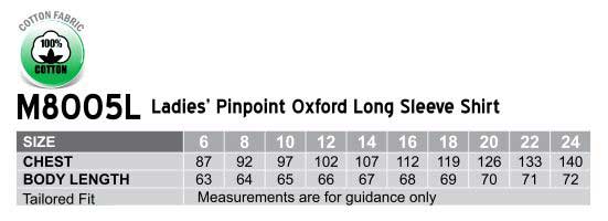 M8005L, Women's Pinpoint Oxford Long Sleeve Shirt