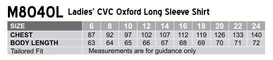 M8040L Women's CVC Oxford Long Sleeve Shirt
