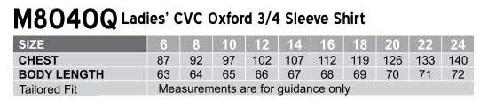 M8040Q Women's CVC Oxford 3/4 Sleeve Shirt