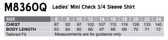 M8360Q Women's Mini Check 3/4 Shirt