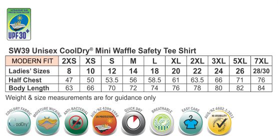 SW39 HI-VIS MINI WAFFLE SAFETY TEE-Unisex