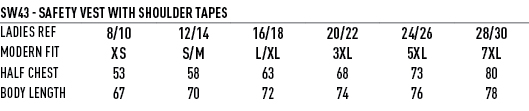 SW43 safety vest with shoulder tapes