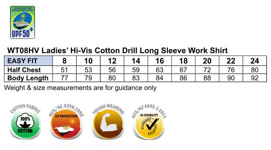 WT08HV WOMEN'S COTTON DRILL WORK SHIRT WITH 3M TAPES