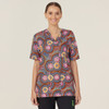 NNT Womens Polyester Print Bush Tucker Indigenous Scrub Top