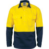 DNC HiVis Two Tone Close Front Cotton Drill Shirt - long sleeve Guss et Sleeve 3834
