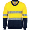 DNC HiVis Two Tone Cotton Fleecy Sweat Shirt V-Neck with 3M R/Tape 3924