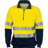 DNC HiVis Two Tone 1/2 Zip Cotton Fleecy Windcheater with 3M R/Tape 3925