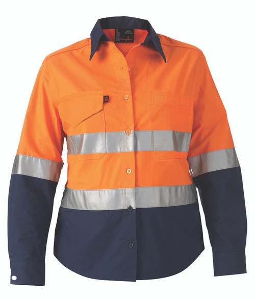 KingGee Workcool2 Womens Hi Vis Ref Spliced Shirt Long Sleeve