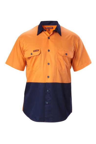 Hard Yakka Koolgear Hi-Visibility Two Tone Cotton Twill Ventilated Shirt Short Sleeve