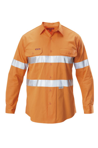 Hard Yakka Koolgear Hi-Visibility Cotton Twill Ventilated Shirt  With Tape Long Sleeve