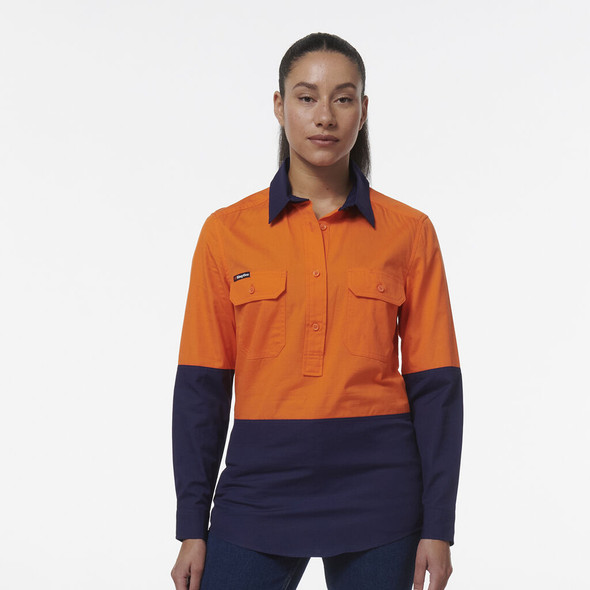 King Gee Womens Workcool Vented Closed Front Spliced Shirt