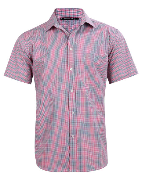 M7340S Men’s Two Tone Mini Gingham Short Sleeve Shirt