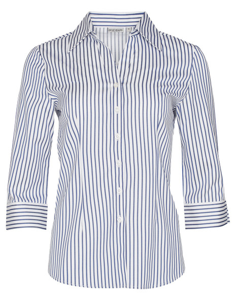 M8310Q Women's  Executive Sateen Stripe 3/4 Sleeve Shirt