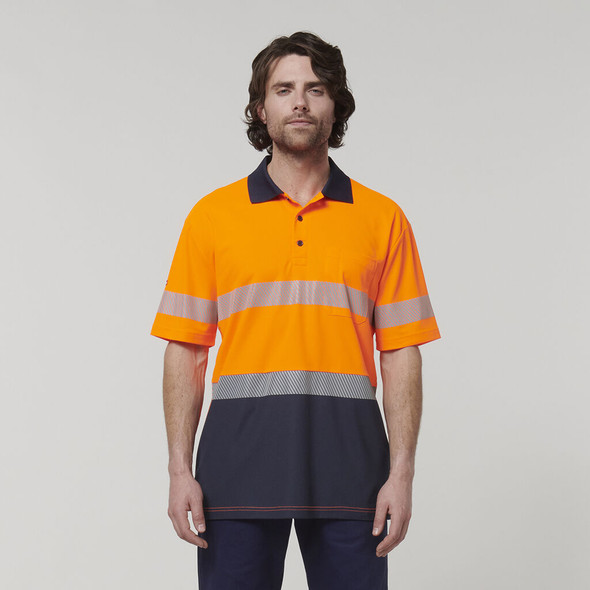 Hard Yakka Mens Short Sleeve Hi Vis Taped Polo