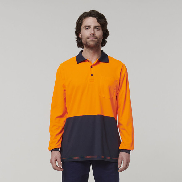 Hard Yakka Mens Long Sleeve Hi Vis Polo