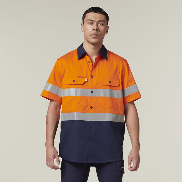 Hard Yakka Short Sleeve Hi Vis 2 Tone Taped Vented Shirt