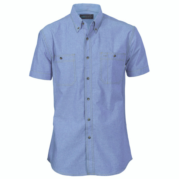 DNC Cotton Chambray Shirt , Twin Pocket - Short Sleeve 4101