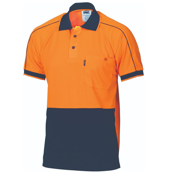 DNC HiVis Cool-Breathe Double Piping Polo - Short Sleeve 3753