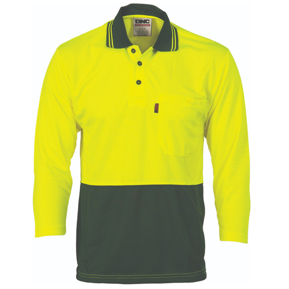 DNC HiVis Two Tone Cool Breathe Polo Shirt, 3/4 Sleeve 3812