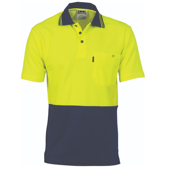 DNC Cotton Back HiVis Two Tone Fluoro Polo - Short Sleeve 3814