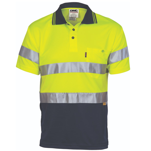 DNC Hivis D/N Cool Breathe Polo Shirt With 3M 8906 R/Tape - Short Sleeve 3911