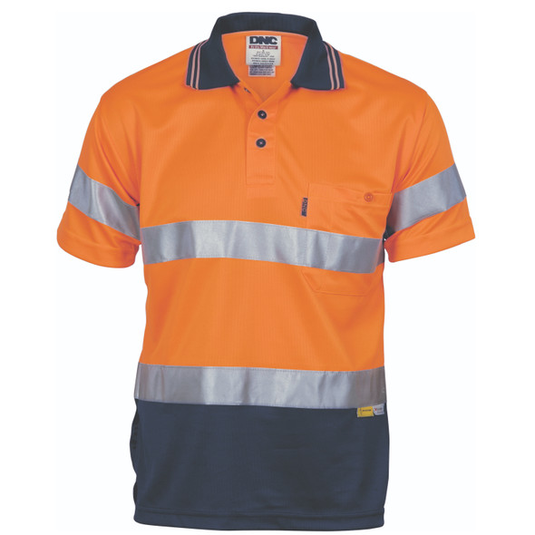 DNC Hivis D/N Cool Breathe Polo Shirt With 3M 8906 R/Tape - Short Sleeve 3911