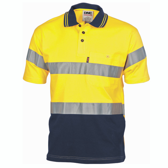 DNC Hivis Cool-Breeze Cotton Jersey Polo With CSR R/Tape - S/S 3915