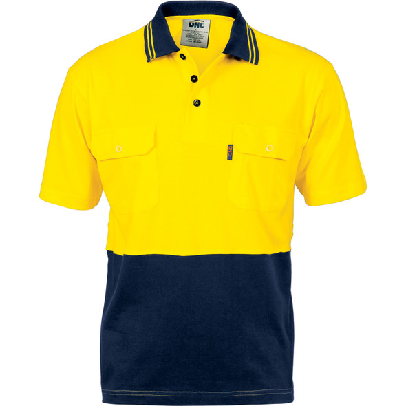 DNC HiVis Cool-Breeze 2 Tone Cotton Jersey Polo Shirt with Twin Chest Pocket - S/S 3943