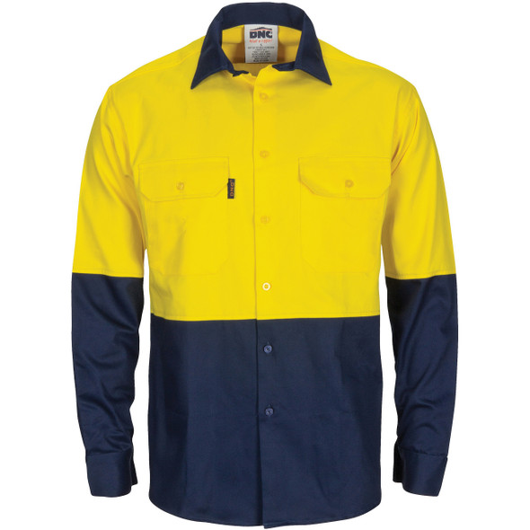 DNC HiVis L/W Cool-Breeze T2 Vertical Vented Cotton Shirt with Gusset Sleeves - Long Sleeve 3733