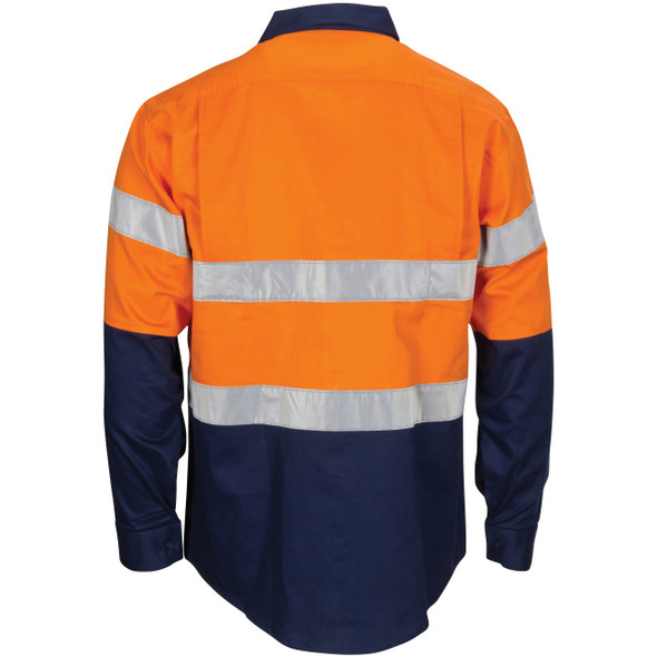 DNC HiVis R/W Cool-Breeze T2 Vertical Vented Cotton Shirt with Gusset Sleeves, Generic R/Tape - Long Sle 3782